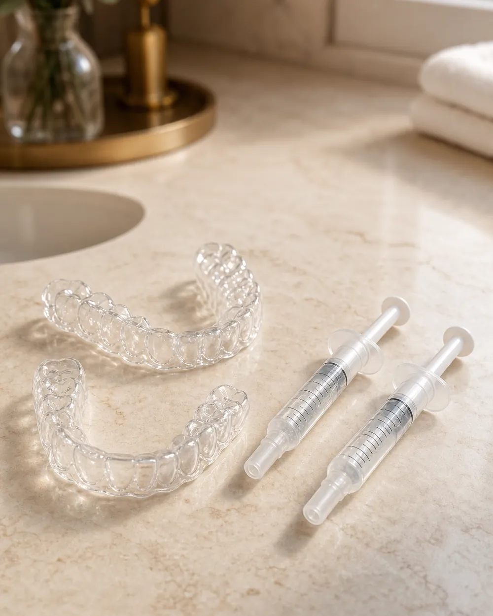 Custom take-home teeth whitening trays with professional whitening gel