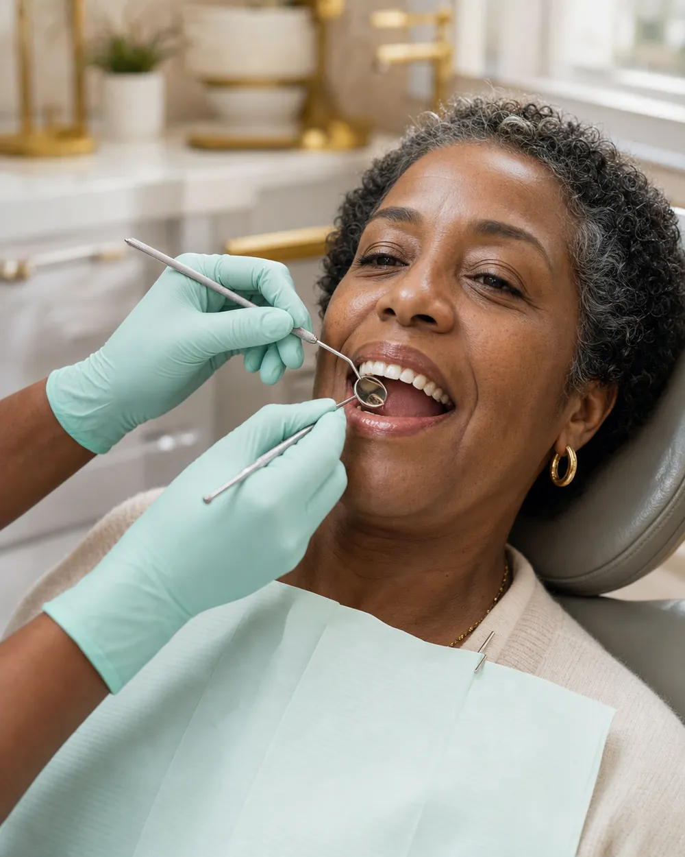 Hygienist giving a Brooklyn patient a professional teeth cleaning