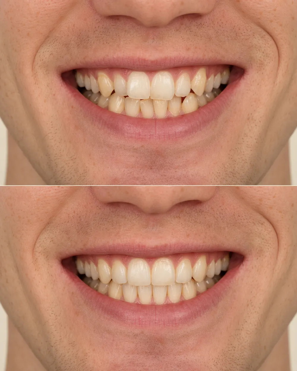 Illustration of crowded teeth straightened with Invisalign clear aligners