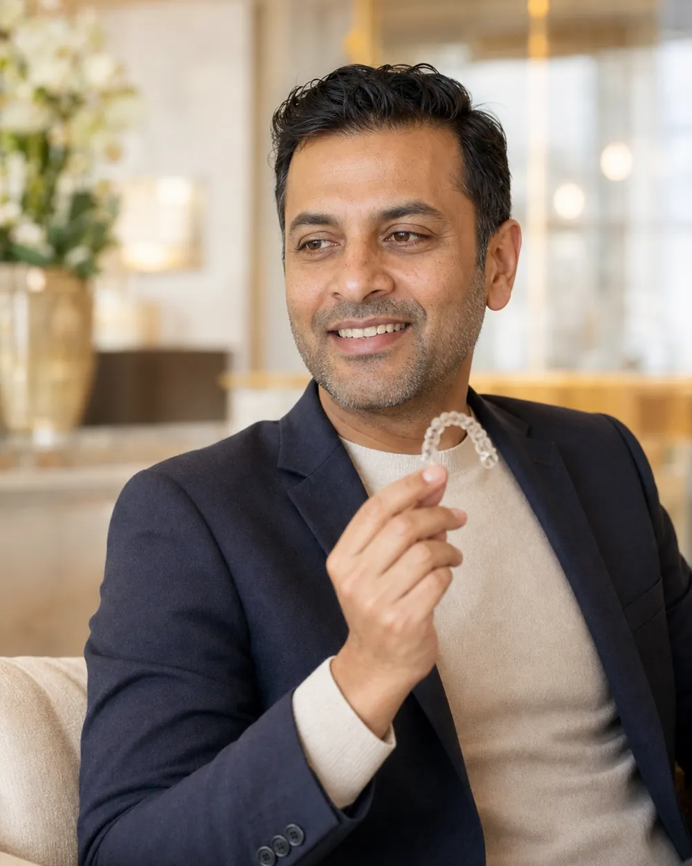 Brooklyn patient smiling while reviewing an affordable Invisalign payment plan