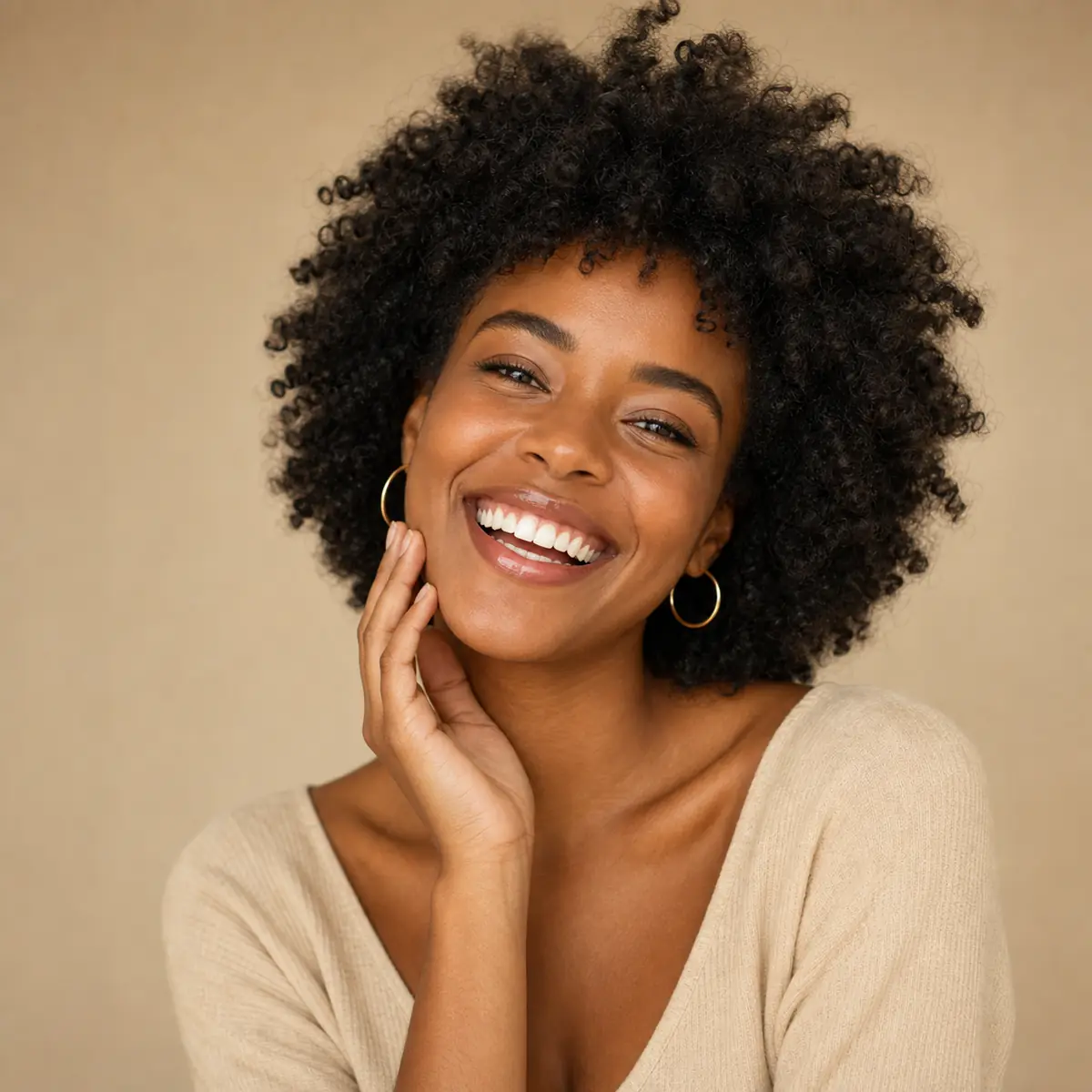 Porcelain veneers patient smiling in Brooklyn