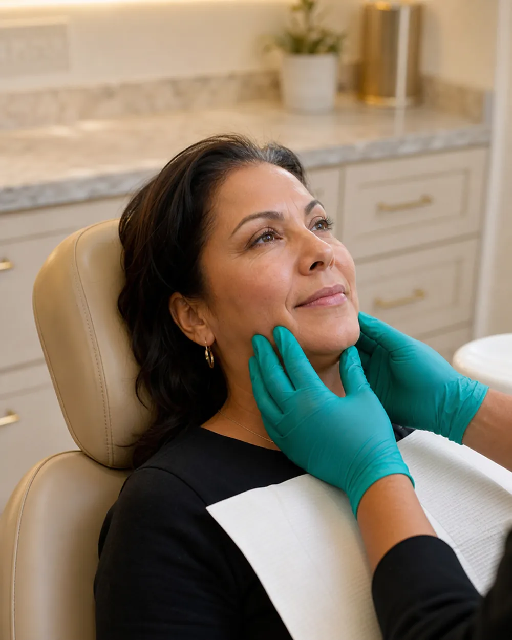 Dentist providing same-day emergency dental care to a relaxed patient