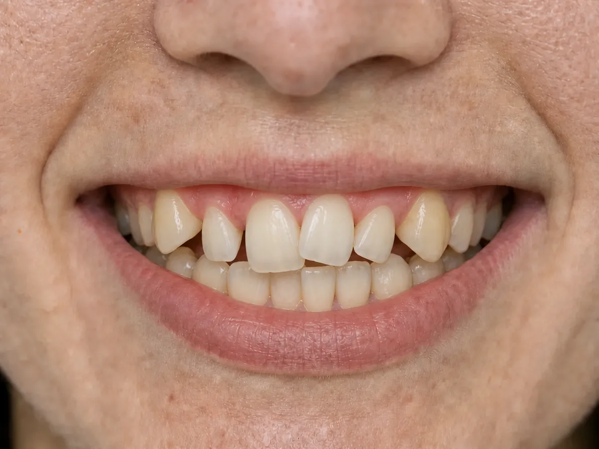 Invisalign before: crowded, overlapping teeth