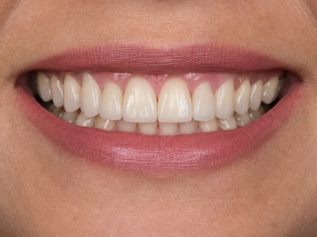 Smile makeover after: an even, natural, refreshed smile