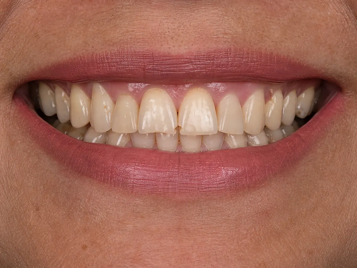 Smile makeover before: stained, chipped and uneven teeth